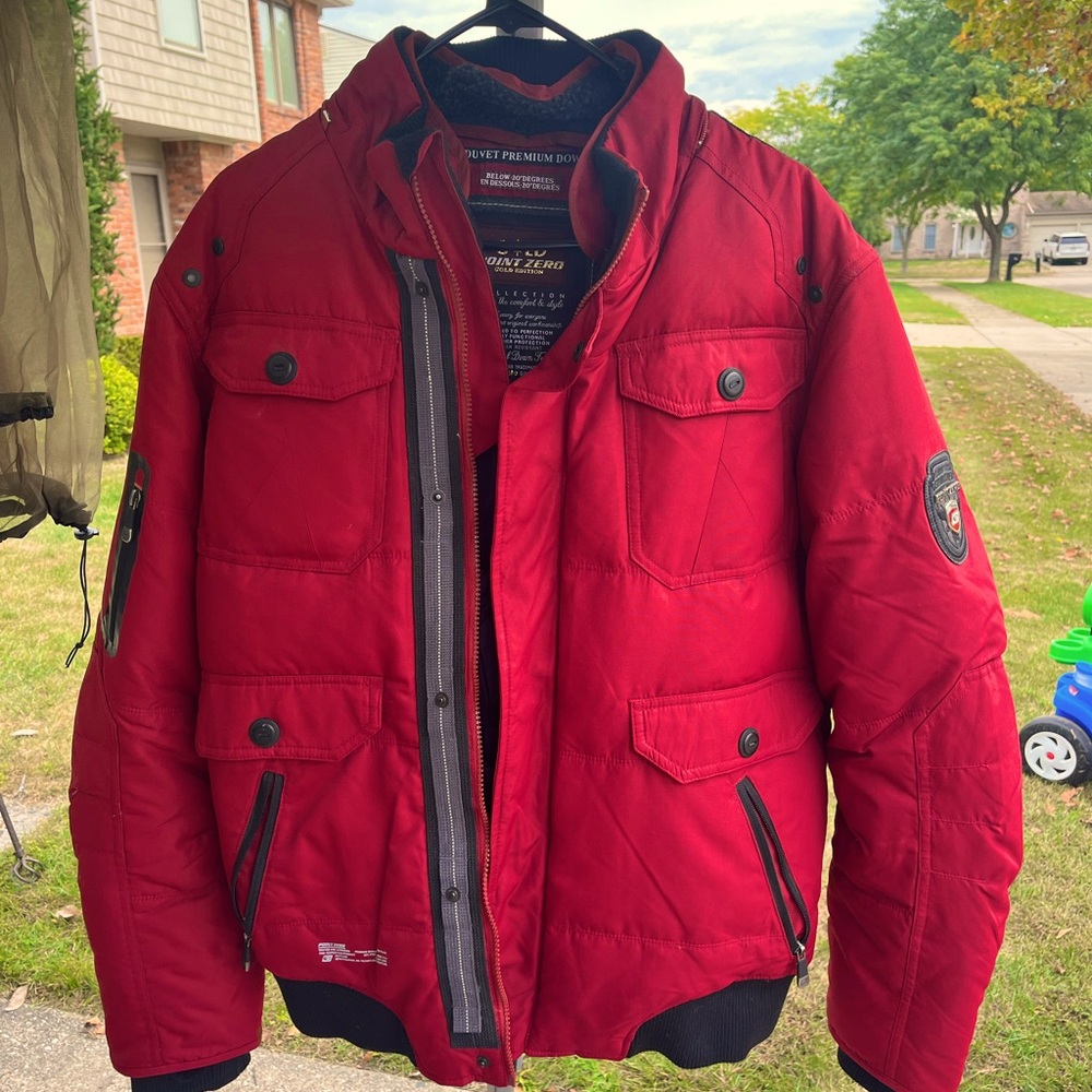 Point Zero Red Bomber Jacket.